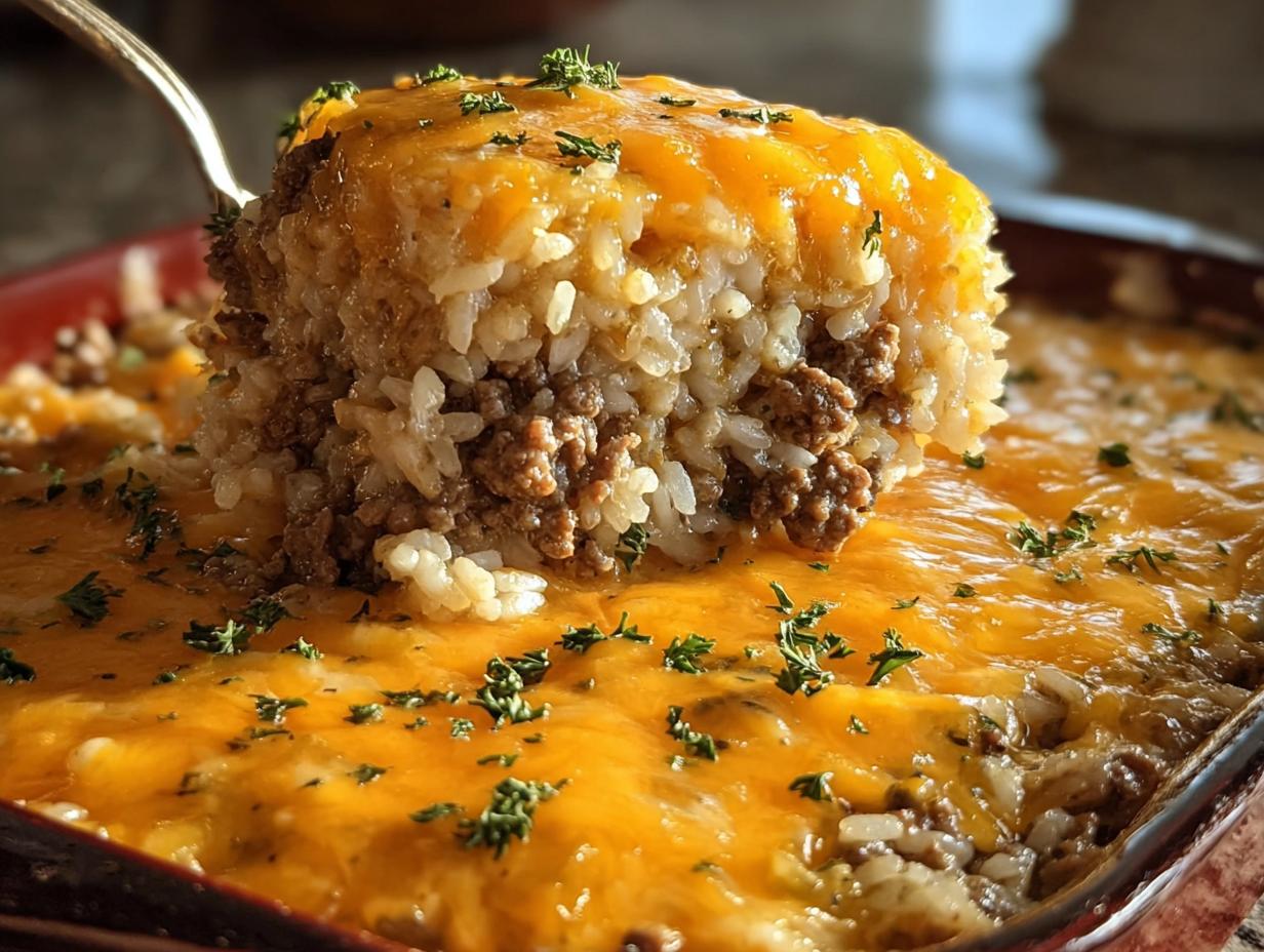 Cheesy Ground Beef Rice