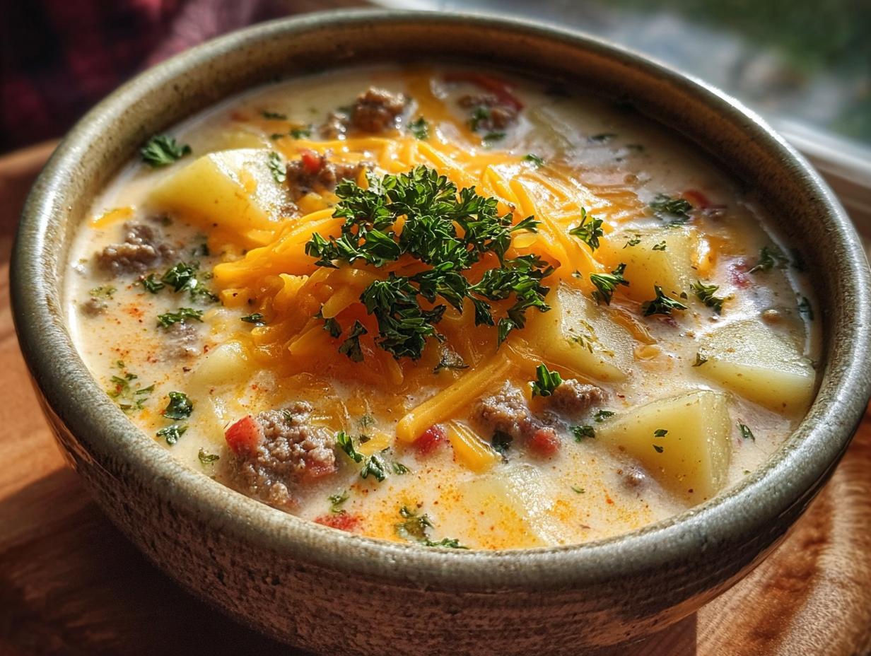 Cheesy Hamburger Potato Soup