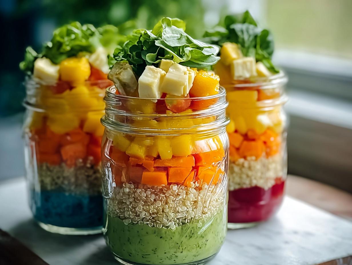 Layered Rainbow Salad Pots