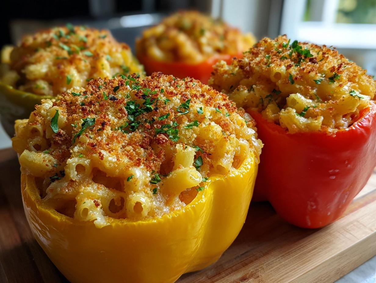 Mac Cheese Stuffed Peppers - Mac Cheese Stuffed Peppers - additional detail