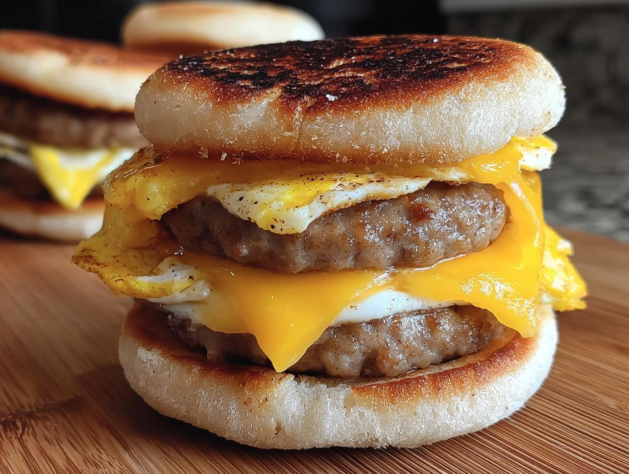 McDonalds Sausage Egg Cheese: 10 Min Fix - Mcdonalds Sausage Egg Cheese - ingredients laid out
