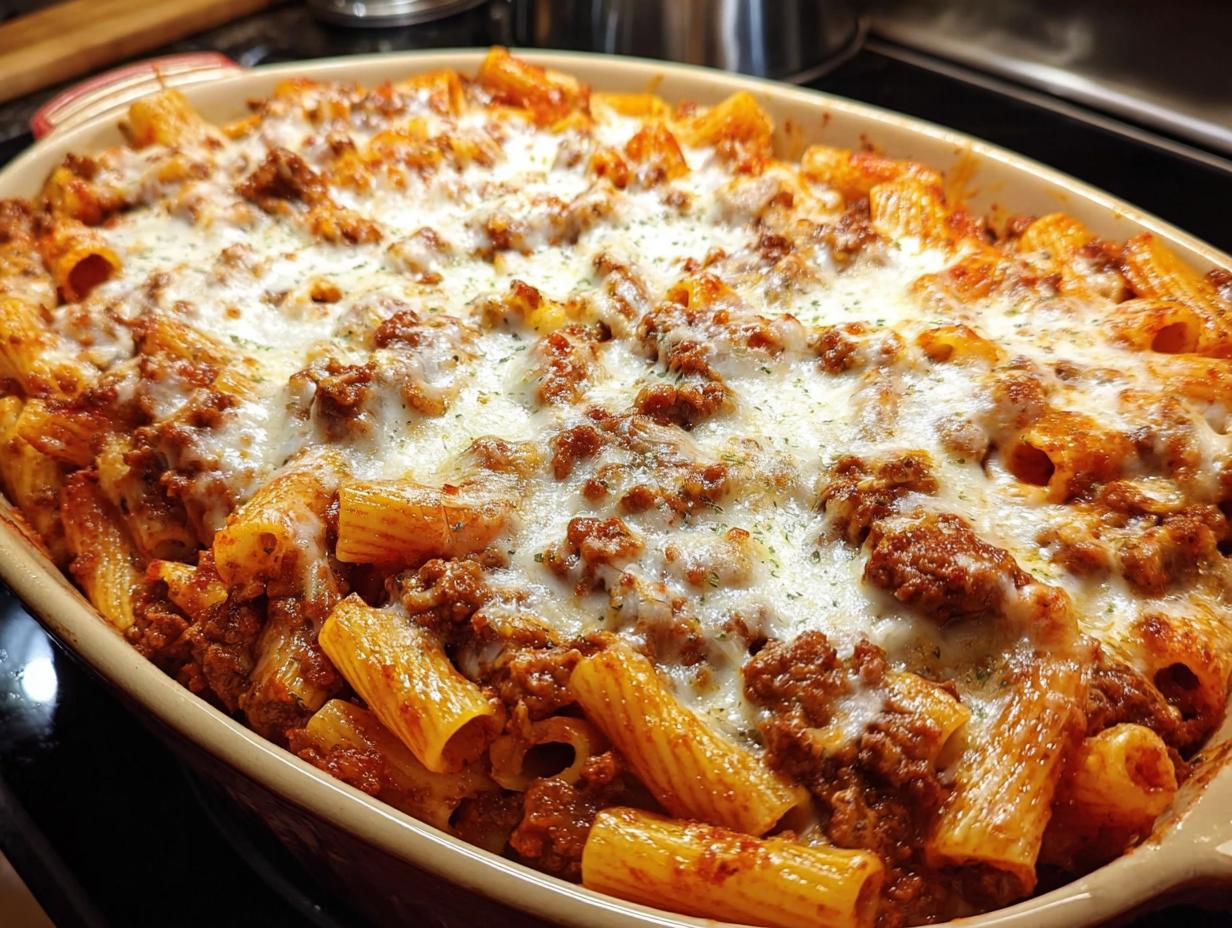 Beef Rigatoni Cheese Bake