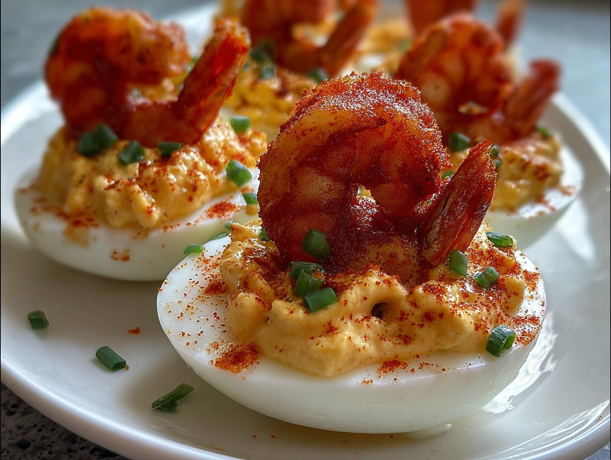 Cajun Firecrackers Shrimp Deviled Eggs: 12 Fiery Bites - Cajun Firecrackers Shrimp Deviled - additional detail