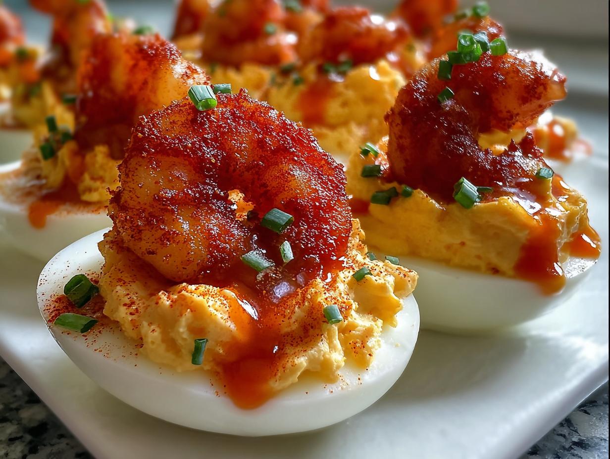 Cajun Firecrackers Shrimp Deviled Eggs: 12 Fiery Bites - Cajun Firecrackers Shrimp Deviled - additional detail