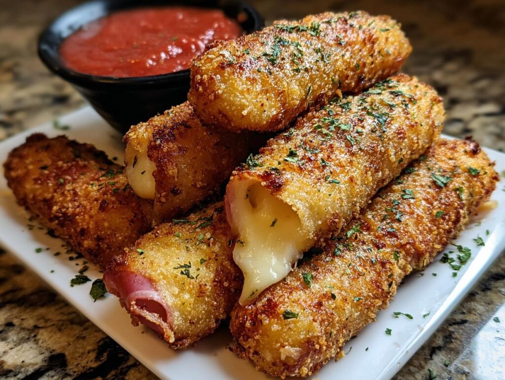 Cheesy Ham Mozzarella Sticks