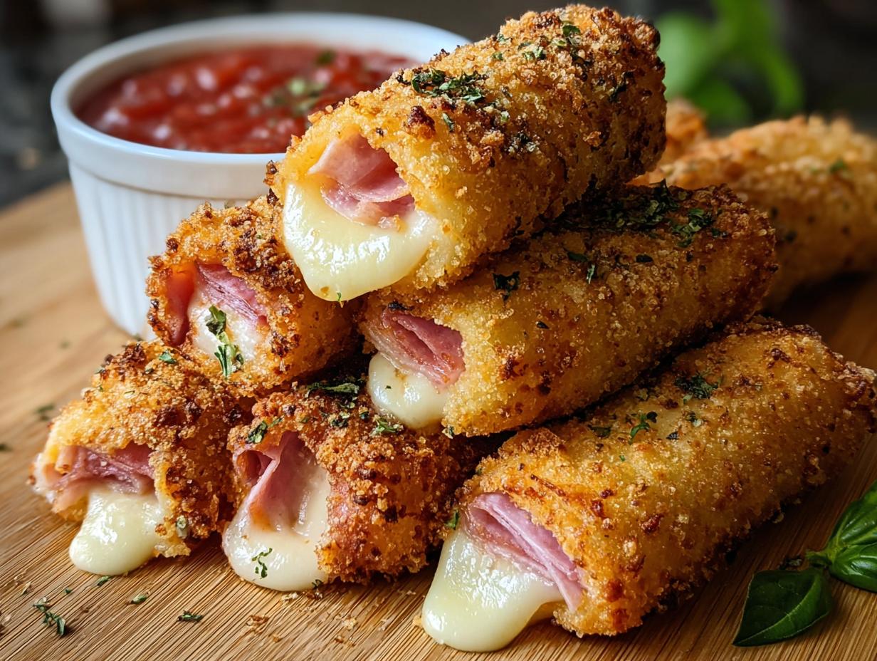 Cheesy Ham Mozzarella Sticks: 12 Perfect Bites - Cheesy Ham Mozzarella Sticks - additional detail