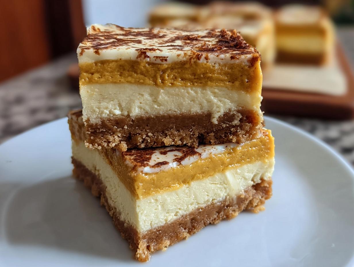Divine Creamy Pumpkin Cheesecake Bars - Creamy Pumpkin Cheesecake Bars - close-up of filling texture