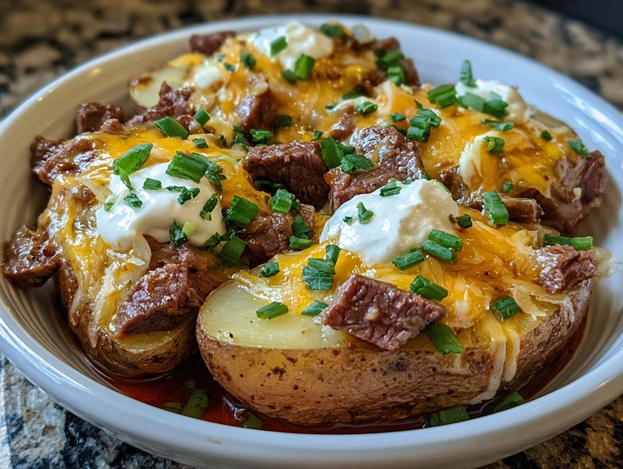 Crockpot Loaded Steak Potato