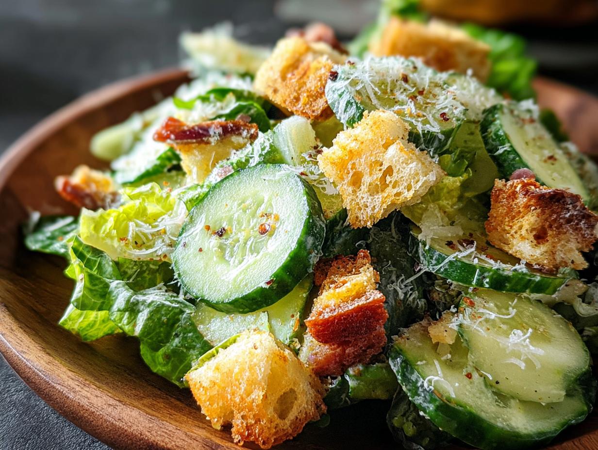 Crisp Cucumber Caesar Salad Fresh: 15 Minute Meal - Cucumber Caesar Salad Fresh - additional detail