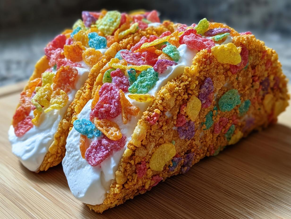 Fruity Pebbles Cheesecake Tacos: 1 Amazing Treat - Fruity Pebbles Cheesecake Tacos - additional detail