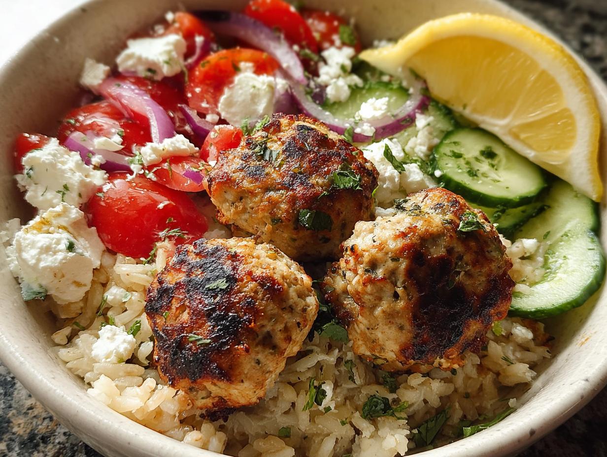 Amazing Greek Chicken Meatballs Bowl 1 Hour - Greek Chicken Meatballs Bowl - main visual representation