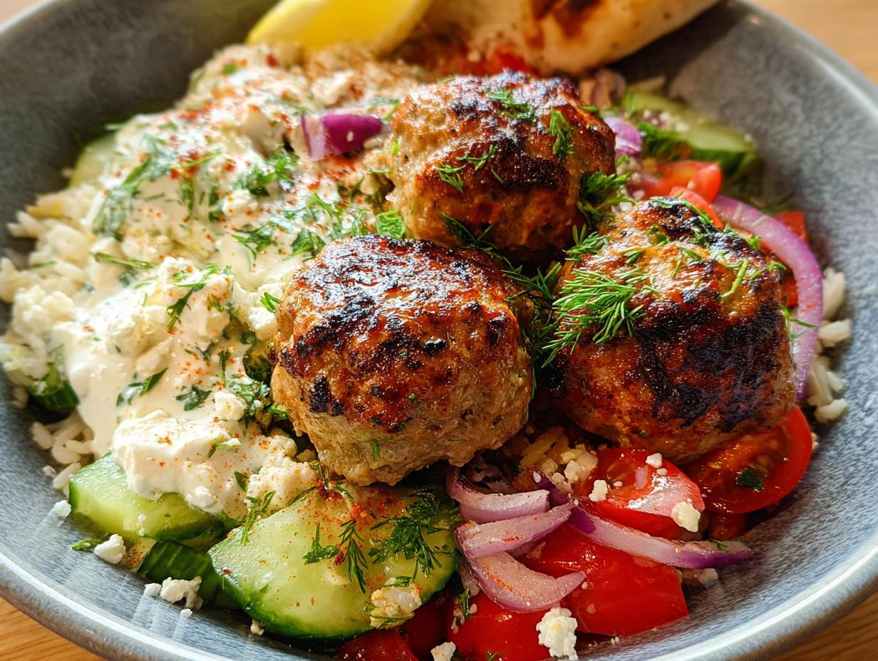 Greek Chicken Meatballs Bowl