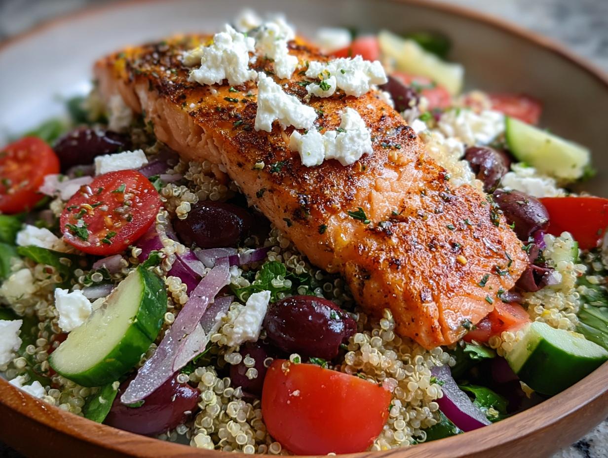 Amazing Greek Salmon Quinoa Salad Delight - Greek Salmon Quinoa Salad - additional detail