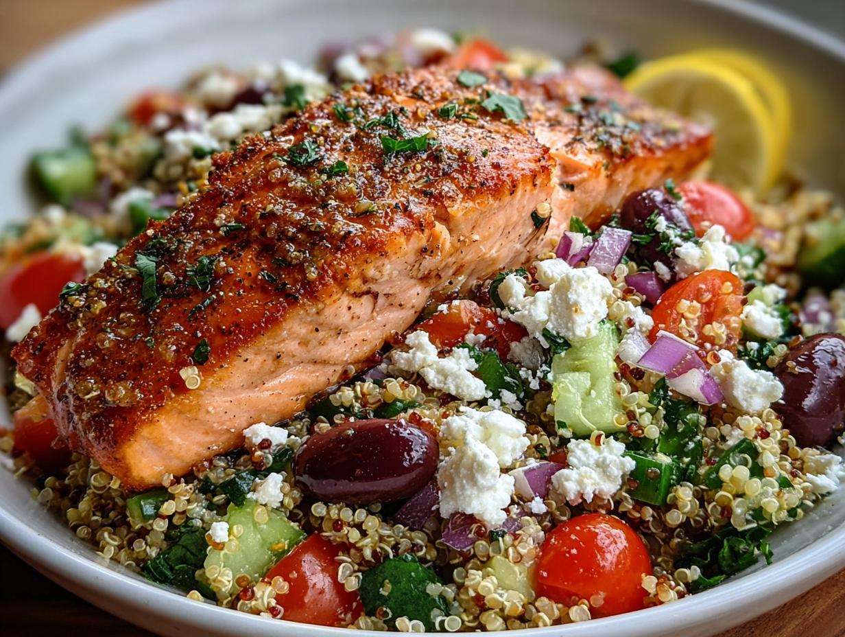 Greek Salmon Quinoa Salad