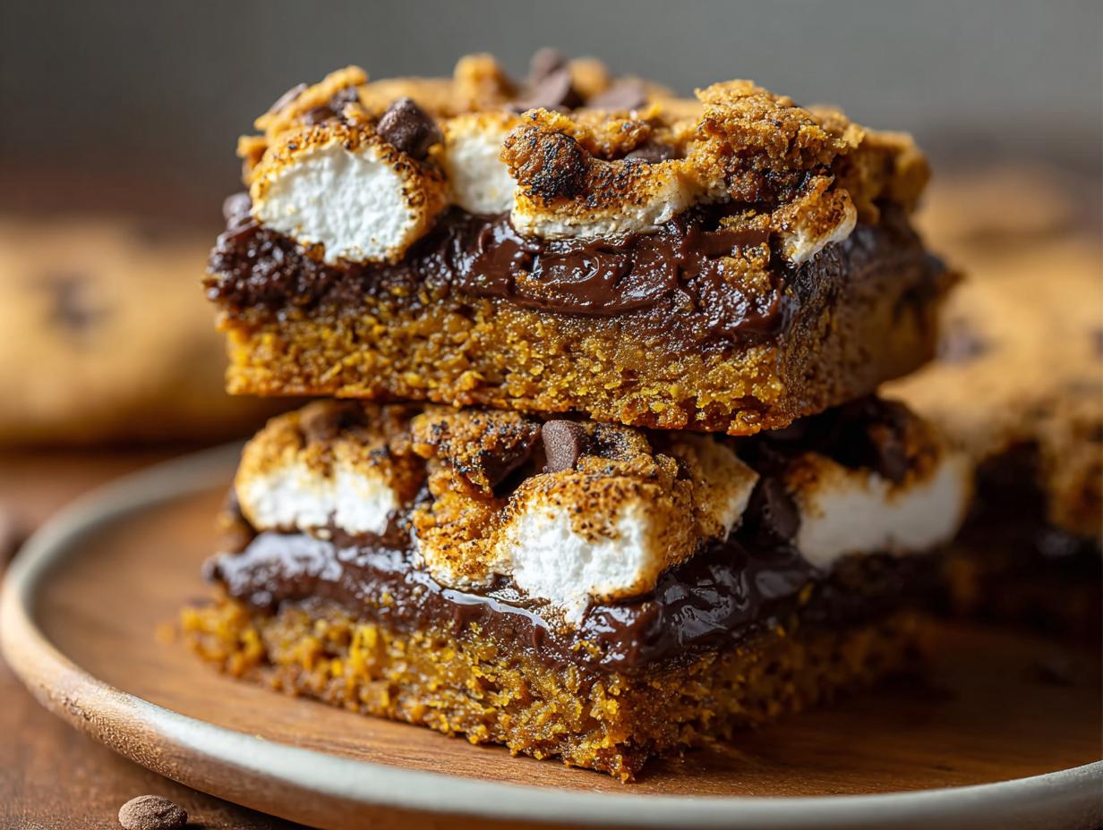 Vegan Pumpkin Smores Cookie - stacked bars showing texture and ingredients