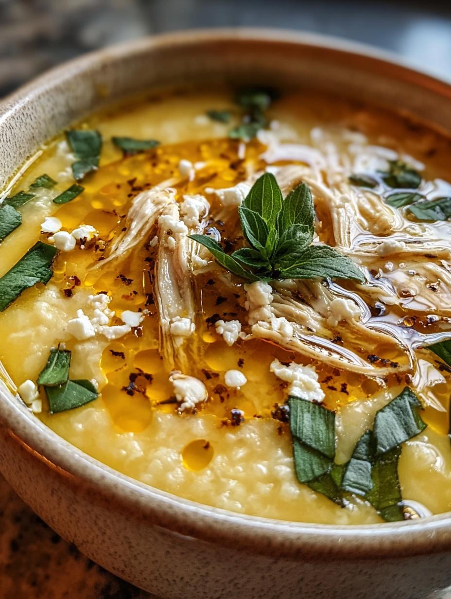 Delicious Avgolemono Soup Creamy Greek in a white bowl with fresh parsley and lemon slices, ready to be served