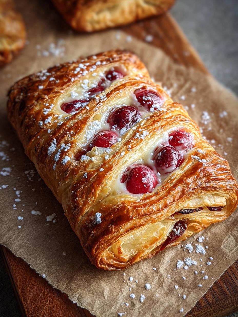 Irresistible Cherry Danish Pastry Treats, golden brown and flaky, ready to be enjoyed