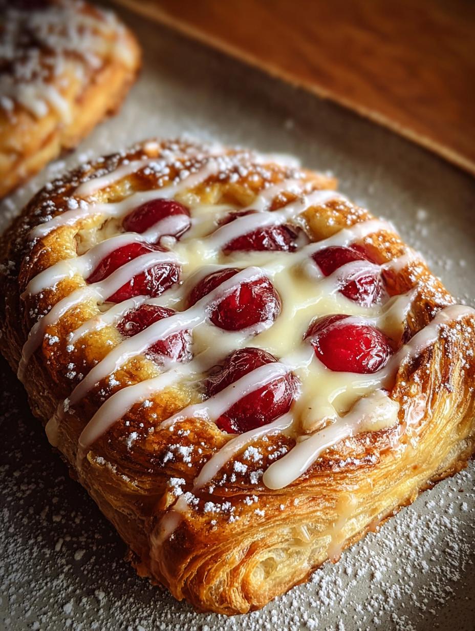 Delicious Cherry Danish Pastry Treats with creamy filling and golden crust