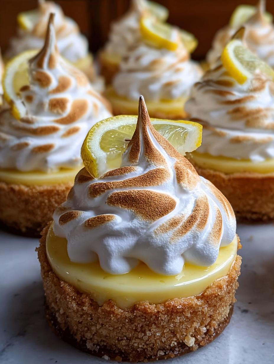 Close-up of a single Lemon Meringue Cheesecake with golden toasted meringue peaks