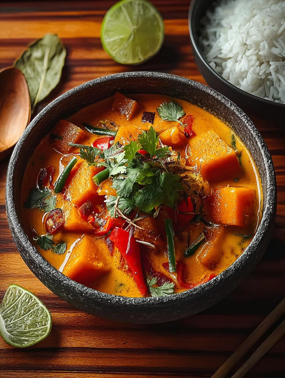 Amazing 1-Pot Pumpkin Curry: A Delicious Meal - A close-up of the rich, orange pumpkin curry simmering in a pot, showing its creamy texture.