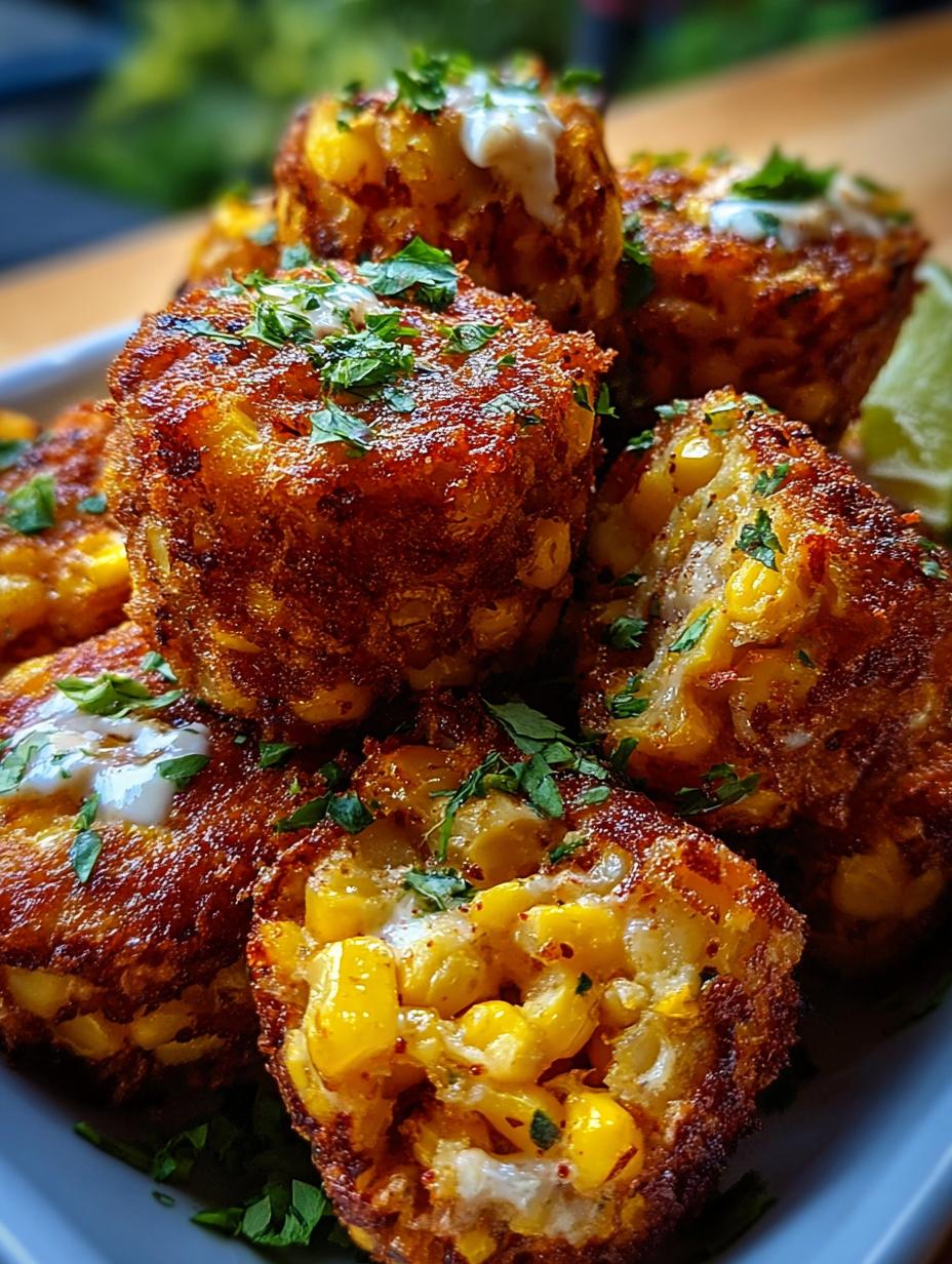 Irresistible Spicy Mexican Corn Bites on a serving platter with fresh cilantro garnish