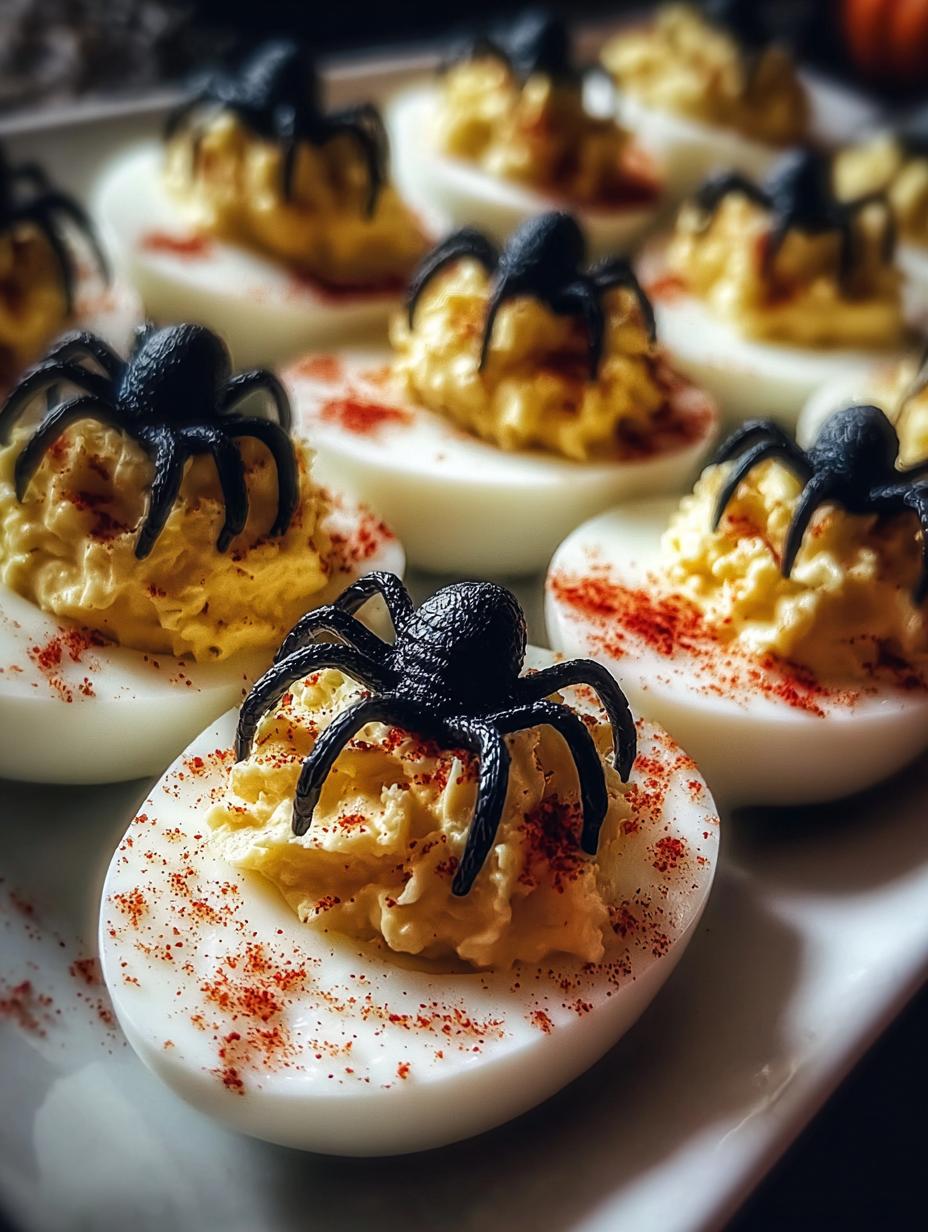 Spooky Spider Deviled Eggs: 1 Amazing Easy Recipe - Spooky Spider Deviled Eggs - main visual representation