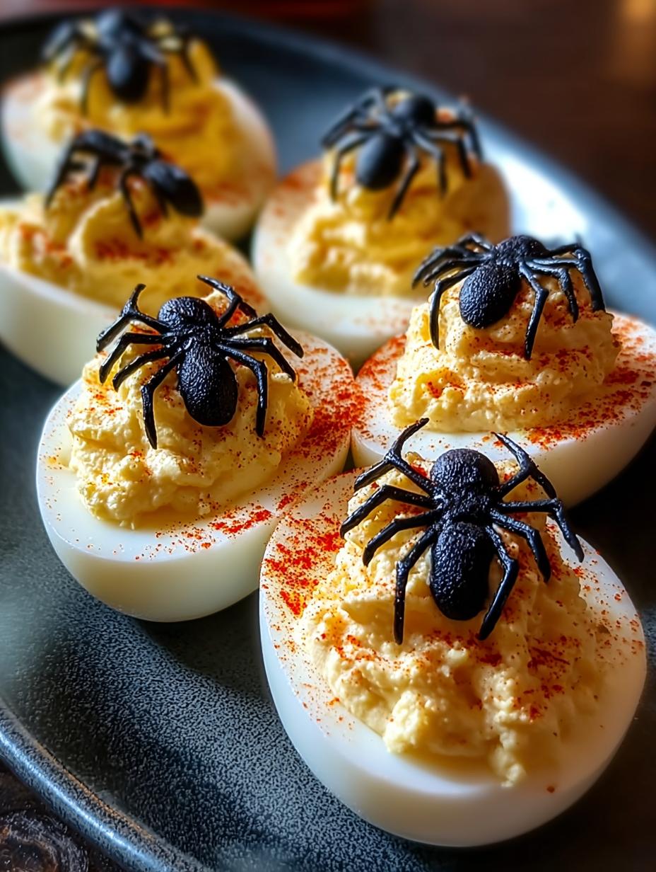 Spooky Spider Deviled Eggs: 1 Amazing Easy Recipe - Spooky Spider Deviled Eggs - additional detail