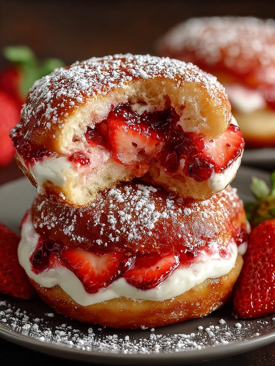 Strawberry Cheesecake Stuffed Donuts