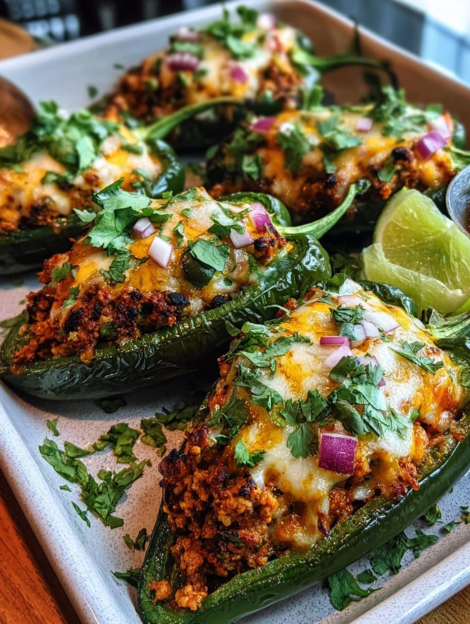 Amazing 1-Pan Taco Stuffed Poblano Peppers - Taco Stuffed Poblano Peppers - main visual representation