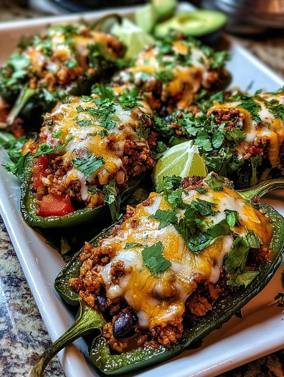 Taco Stuffed Poblano Peppers