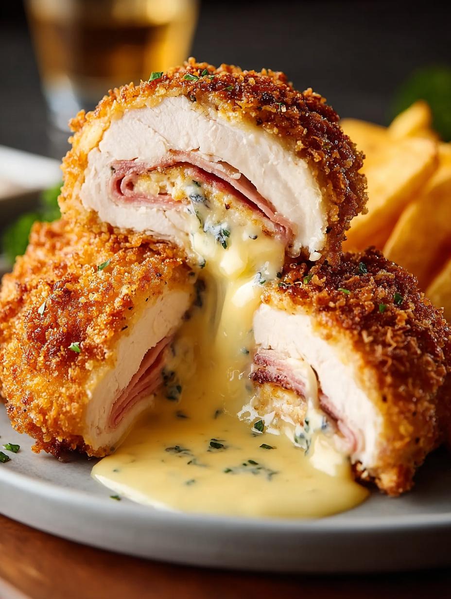 Savory Baked Chicken Cordon Bleu with Creamy Mustard Bliss - Baked Chicken Cordon Bleu - main visual representation