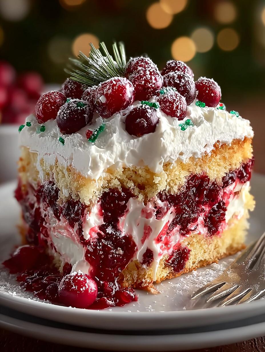 Delicious Christmas Cranberry Poke Cake Recipe to Try - Christmas Cranberry Poke Cake - additional detail