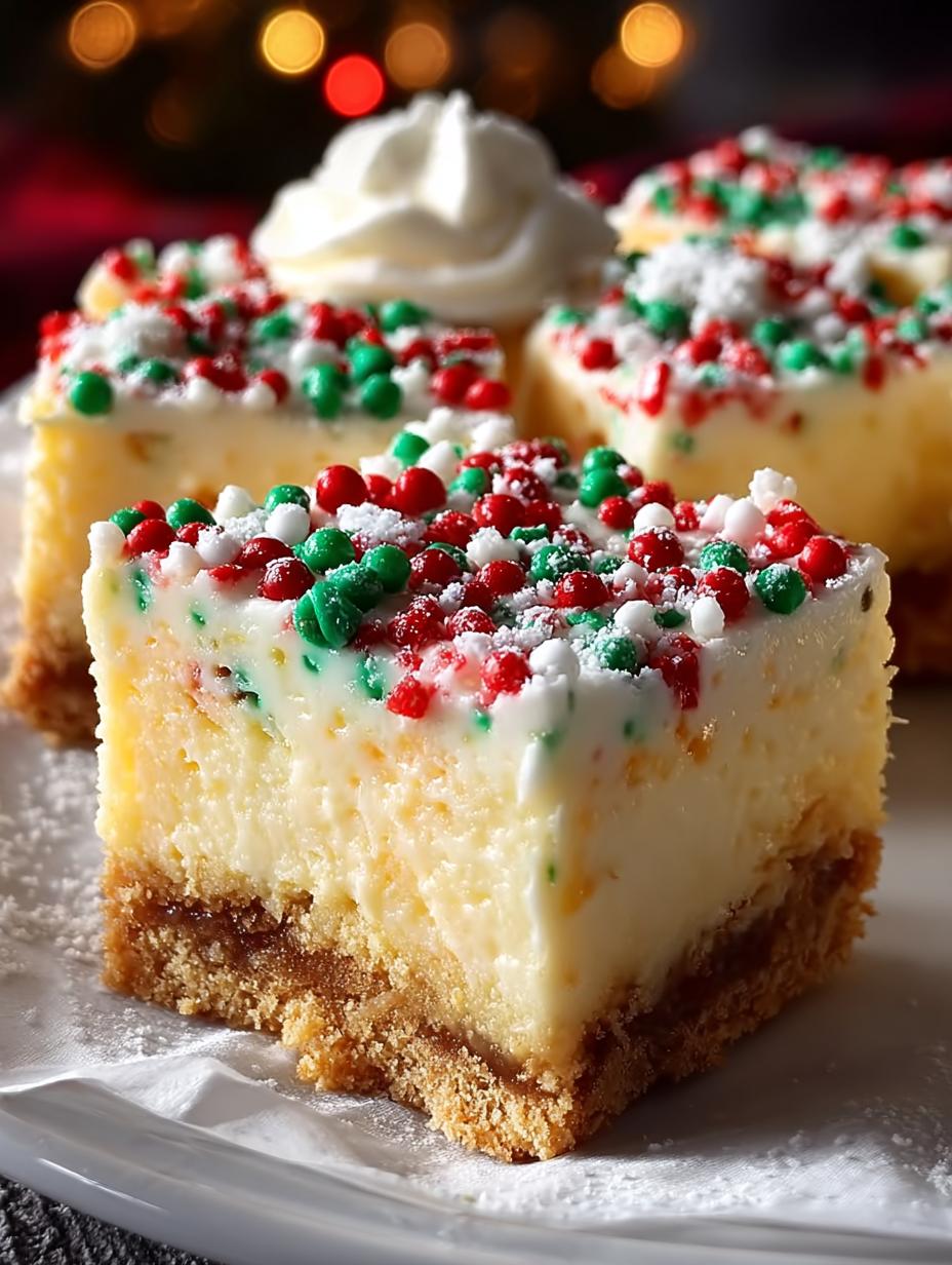 Delicious Christmas Sugar Cookie Cheesecake Bars - Christmas Sugar Cookie Cheesecake - additional detail