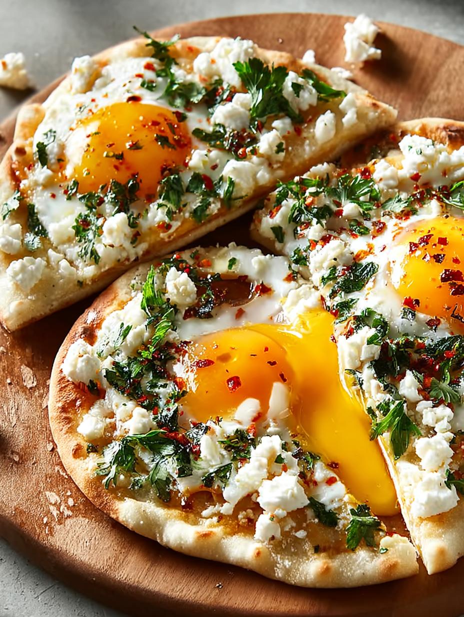 Delicious Jammy Eggs Feta Flatbreads for Brunch - Jammy Eggs Feta Flatbreads - main visual representation