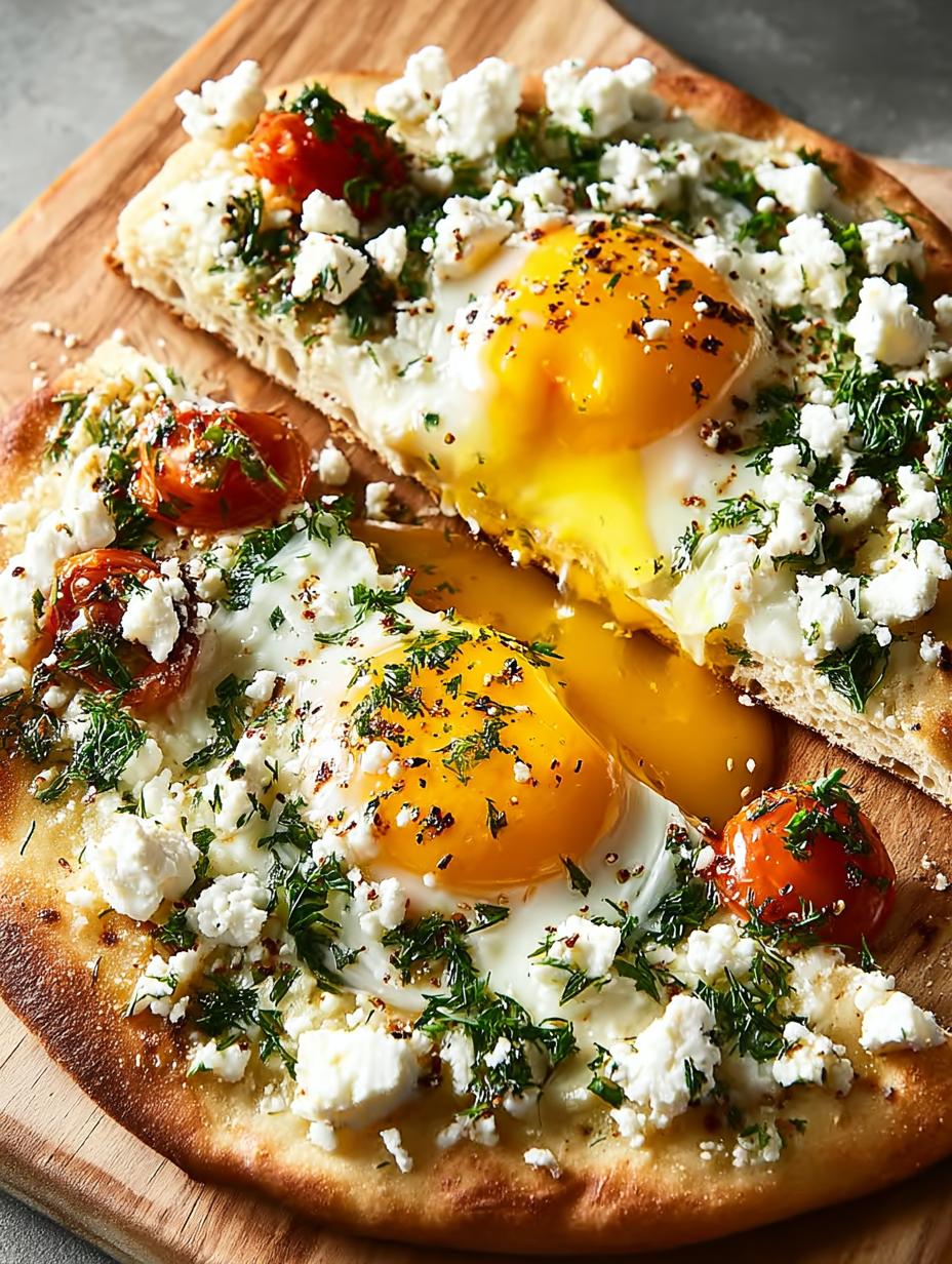 Jammy Eggs Feta Flatbreads