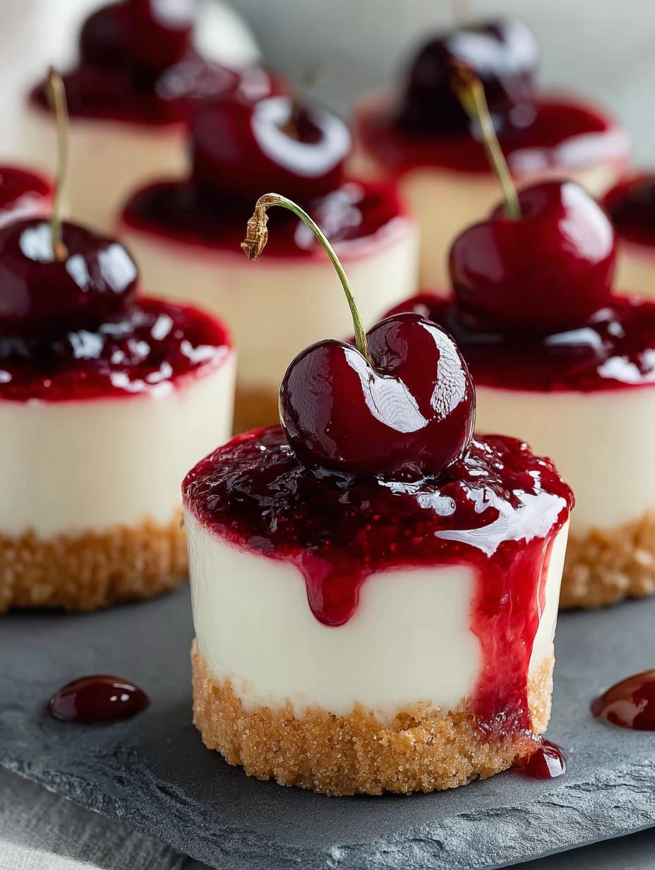 Mini Cherry Cheesecakes: 24 Irresistible Bites of Joy - Mini Cherry Cheesecakes - main visual representation