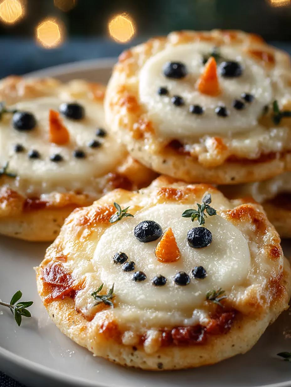 Mini Snowman Pizzas