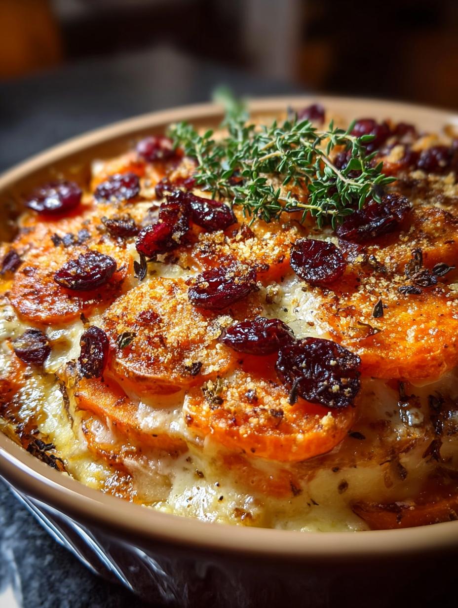 Sweet Potato Cranberry Gratin