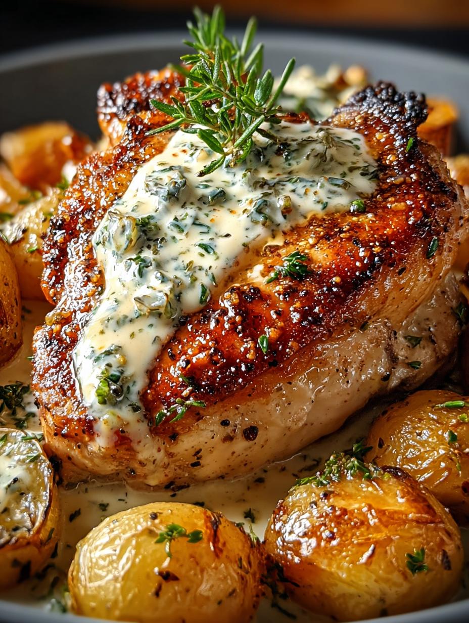 Creamy Garlic Chicken Roasted with Baby Potatoes - Creamy Garlic Chicken Roasted - additional detail