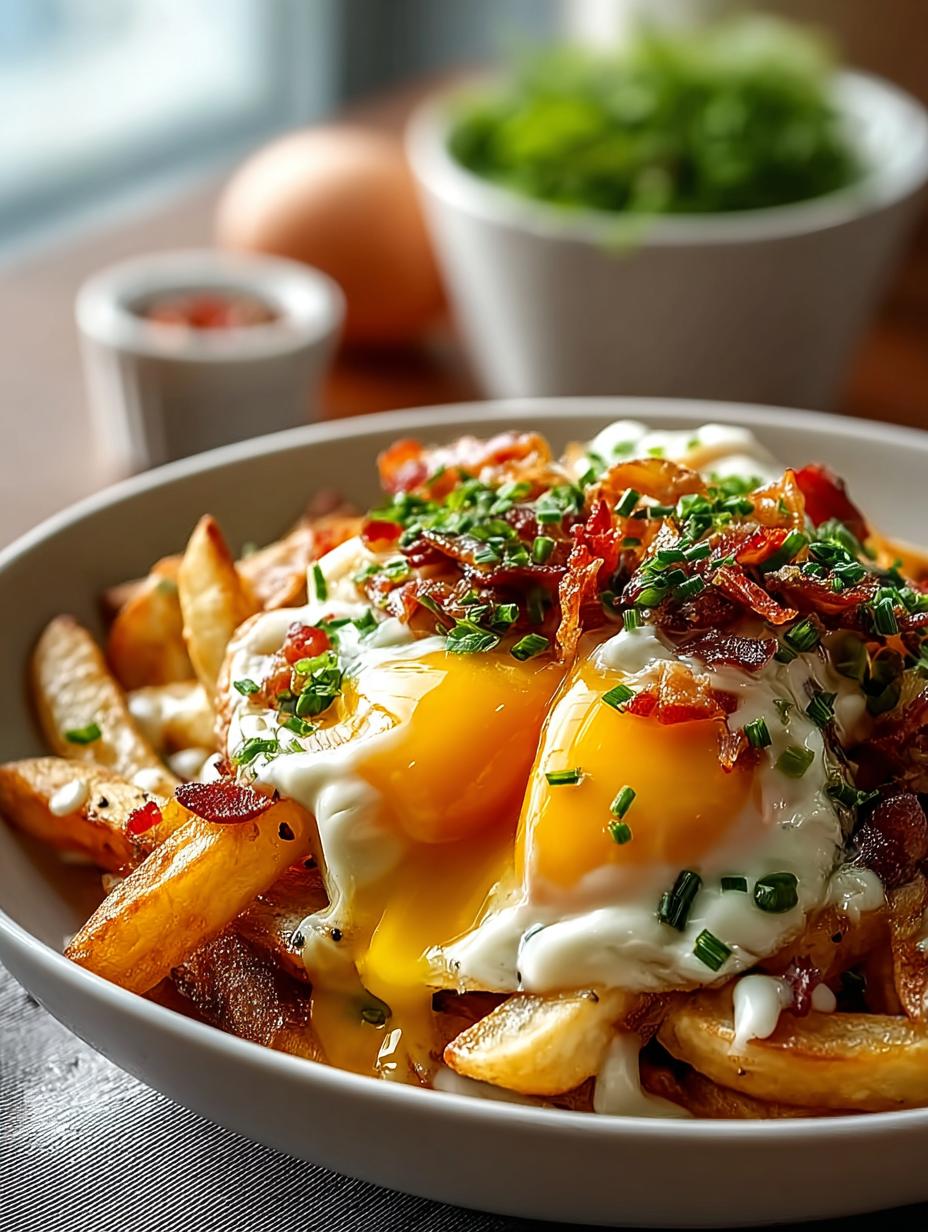 Delicious Breakfast Poutine with Creamy Hollandaise - Breakfast Poutine with Creamy - main visual representation