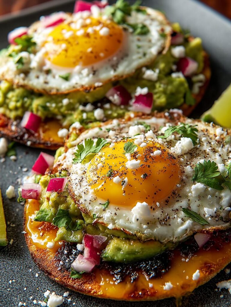 Breakfast Tostadas Eggs Avocado