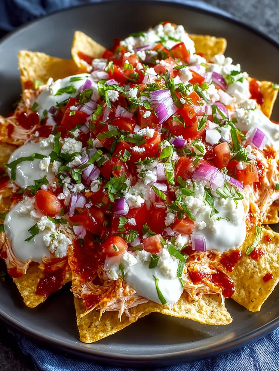 Delicious Crab Nachos with Garlic topped with fresh ingredients