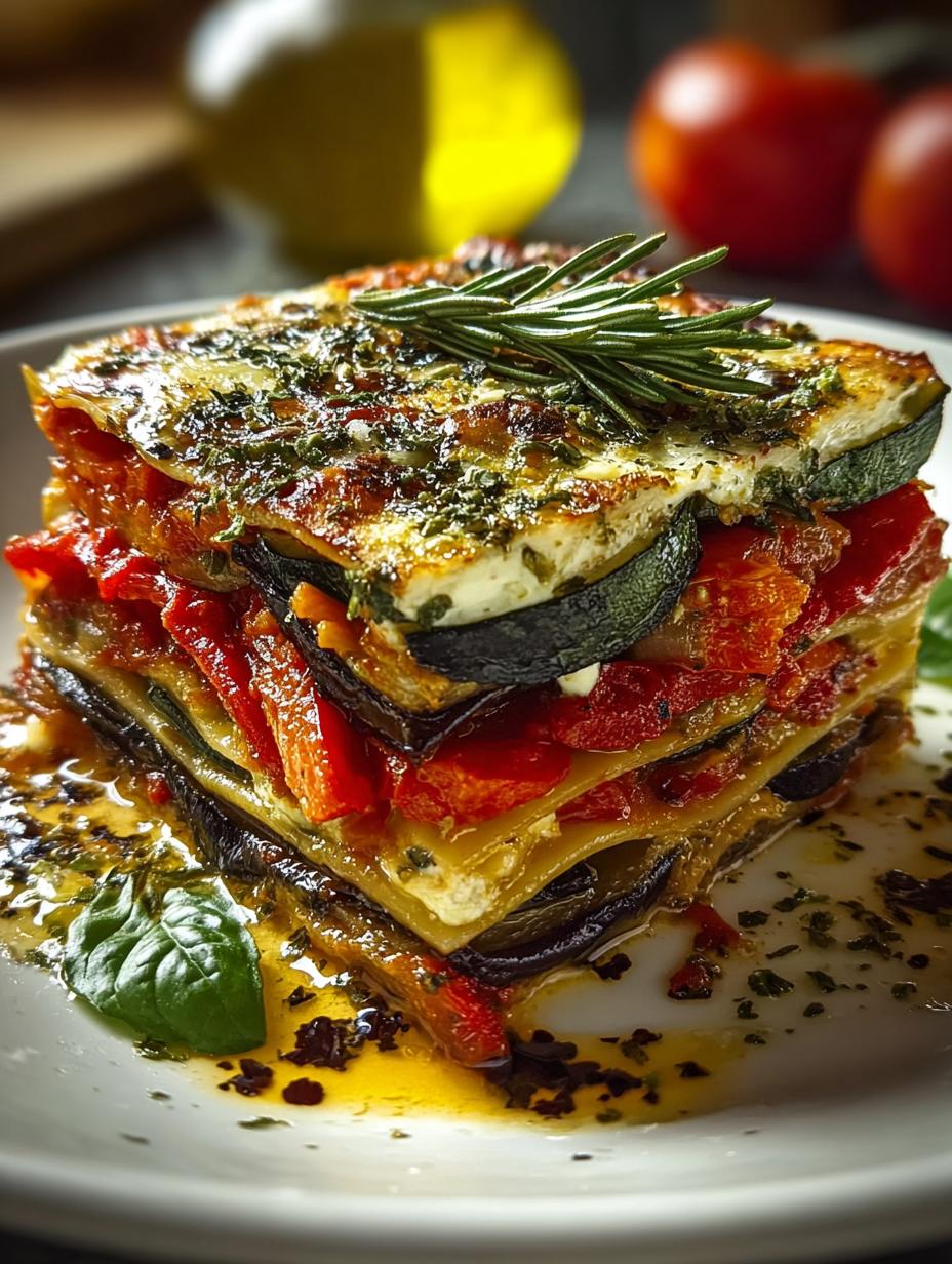 Delicious Layered Mediterranean Vegetable Lasagna Recipe - Layered Mediterranean Vegetable Lasagna - main visual representation