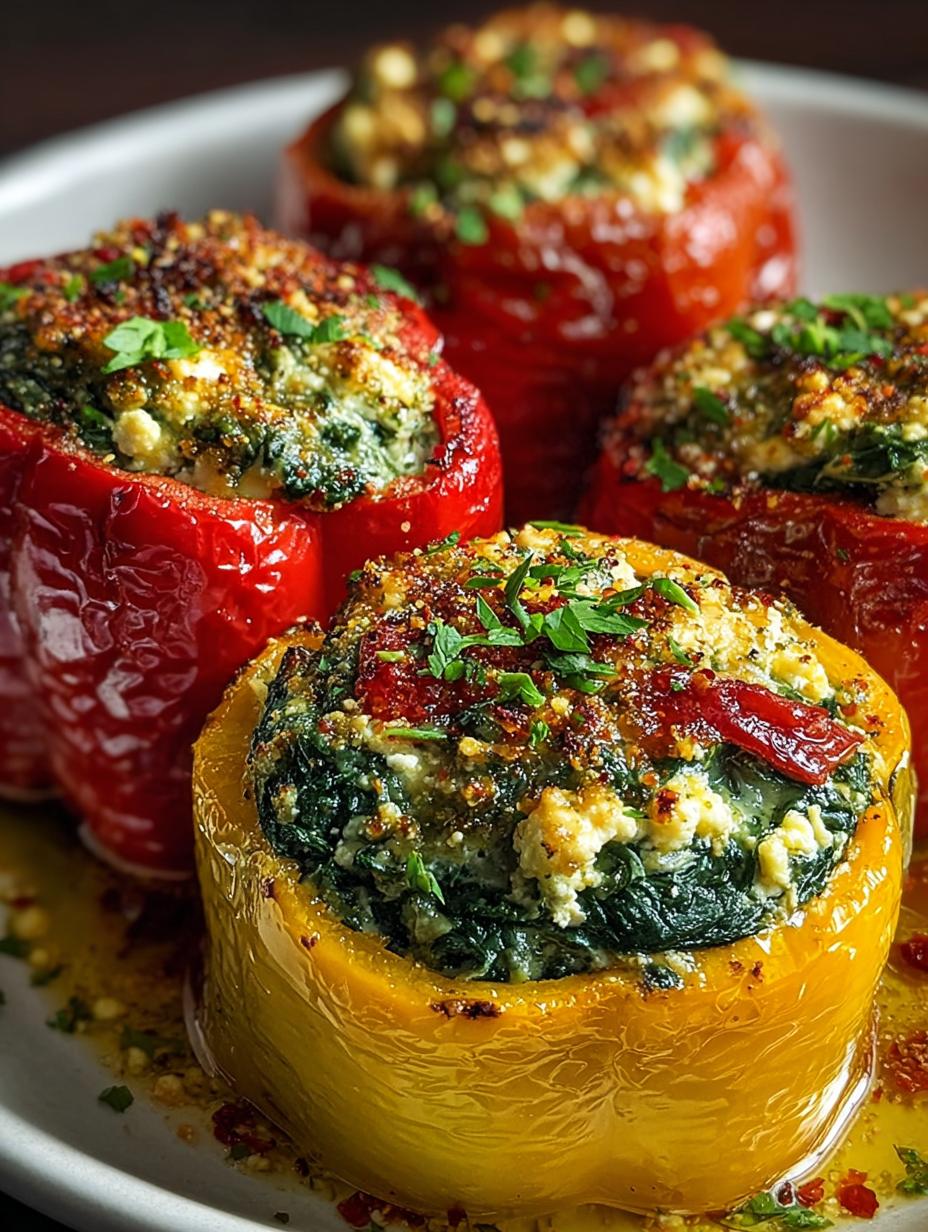 Mediterranean Spinach Feta Stuffed Peppers Delight - Mediterranean Spinach Feta Stuffed - additional detail