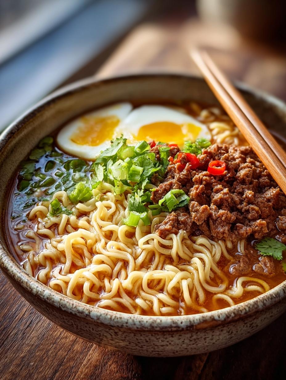 Delicious One Pot Ramen Noodles with Ground Beef - One Pot Ramen Noodles - main visual representation