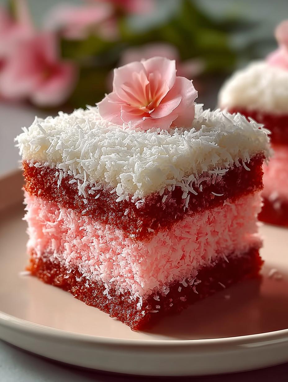 Pink Coconut Snowball Cake: 12 Sweet Irresistible Bars - Pink Coconut Snowball Cake - additional detail