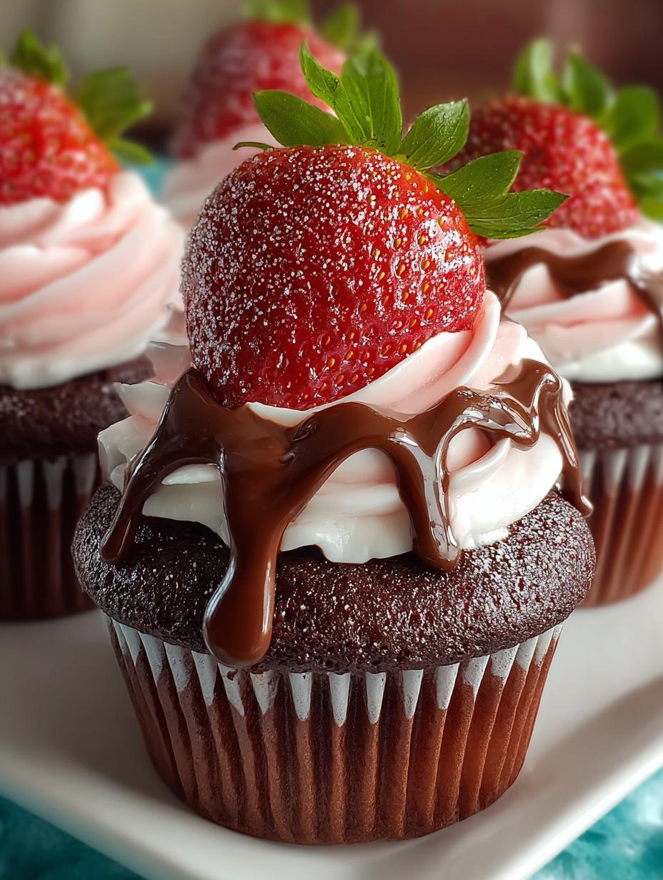 Chocolate Covered Strawberry Cupcakes