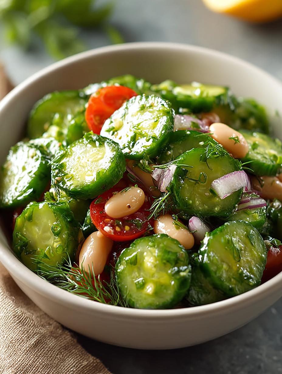 Refreshing Cucumber Bean Salad with Savory Salami Twist - Cucumber Bean Salad - main visual representation