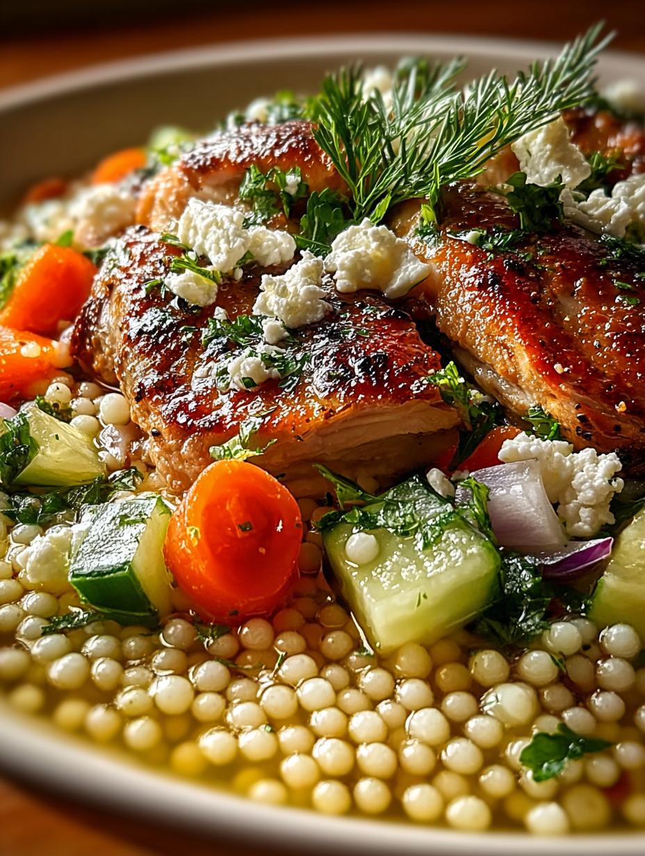 Delicious Greek Chicken Pearl Couscous Soup Recipe - Greek Chicken Pearl Couscous - main visual representation