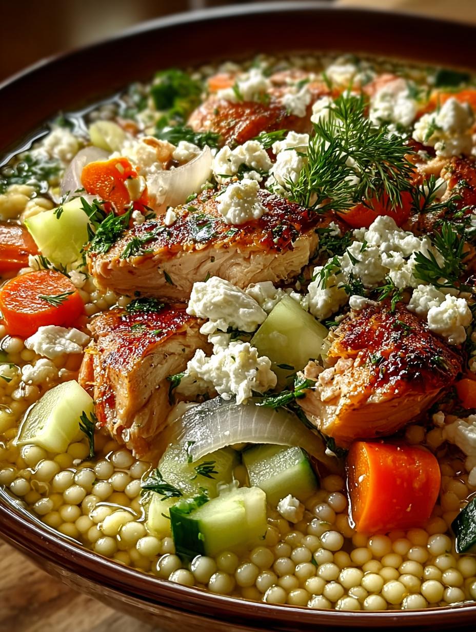 Delicious Greek Chicken Pearl Couscous Soup Recipe - Greek Chicken Pearl Couscous - additional detail